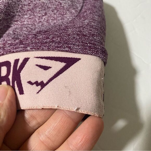 GYMSHARK Purple Space Dye Knit Racerback Sports Bra padded Size Small - Picture 3 of 8